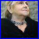 Necklace Choker Silver Art Deco Blue Rhinestone Great Gatsby QD29