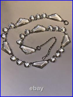 Necklace Crystal Open Back Clear Pentagon Shape Art Deco 18 Adjustable 1930s