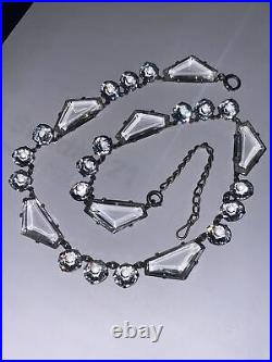 Necklace Crystal Open Back Clear Pentagon Shape Art Deco 18 Adjustable 1930s