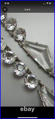 Necklace Crystal Open Back Clear Pentagon Shape Art Deco 18 Adjustable 1930s