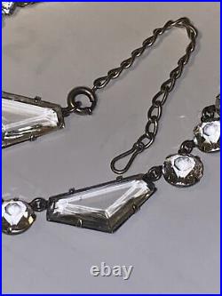 Necklace Crystal Open Back Clear Pentagon Shape Art Deco 18 Adjustable 1930s