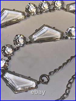 Necklace Crystal Open Back Clear Pentagon Shape Art Deco 18 Adjustable 1930s