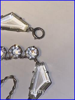 Necklace Crystal Open Back Clear Pentagon Shape Art Deco 18 Adjustable 1930s