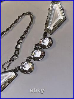 Necklace Crystal Open Back Clear Pentagon Shape Art Deco 18 Adjustable 1930s