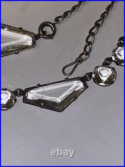 Necklace Crystal Open Back Clear Pentagon Shape Art Deco 18 Adjustable 1930s