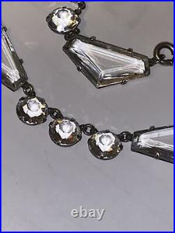 Necklace Crystal Open Back Clear Pentagon Shape Art Deco 18 Adjustable 1930s