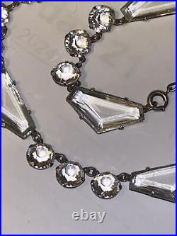 Necklace Crystal Open Back Clear Pentagon Shape Art Deco 18 Adjustable 1930s