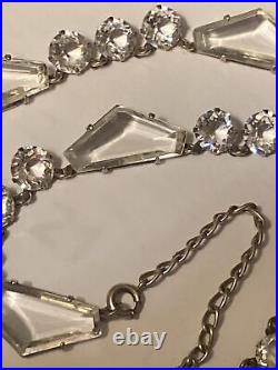 Necklace Crystal Open Back Clear Pentagon Shape Art Deco 18 Adjustable 1930s