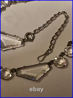 Necklace Crystal Open Back Clear Pentagon Shape Art Deco 18 Adjustable 1930s