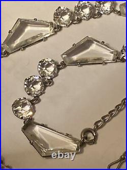 Necklace Crystal Open Back Clear Pentagon Shape Art Deco 18 Adjustable 1930s