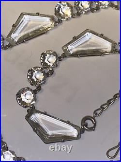 Necklace Crystal Open Back Clear Pentagon Shape Art Deco 18 Adjustable 1930s