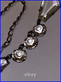 Necklace Crystal Open Back Clear Pentagon Shape Art Deco 18 Adjustable 1930s