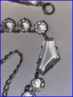 Necklace Crystal Open Back Clear Pentagon Shape Art Deco 18 Adjustable 1930s