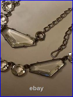 Necklace Crystal Open Back Clear Pentagon Shape Art Deco 18 Adjustable 1930s