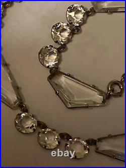 Necklace Crystal Open Back Clear Pentagon Shape Art Deco 18 Adjustable 1930s