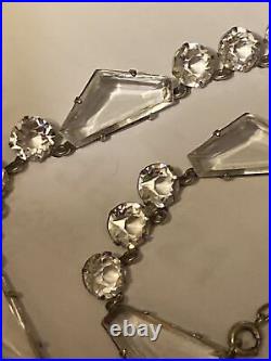 Necklace Crystal Open Back Clear Pentagon Shape Art Deco 18 Adjustable 1930s