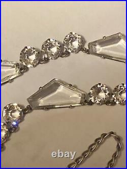 Necklace Crystal Open Back Clear Pentagon Shape Art Deco 18 Adjustable 1930s