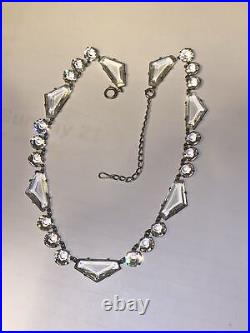 Necklace Crystal Open Back Clear Pentagon Shape Art Deco 18 Adjustable 1930s