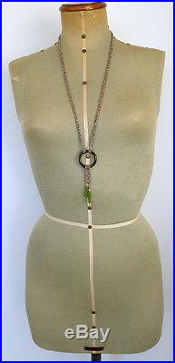 Necklace Cut Steel Beaded Art Deco Tassel Necklace with Nephrite Jade & Onyx