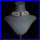 Necklace Ras Of Neck Choker Golden Art Deco Rhinestone Navy Blue Great Gatsby