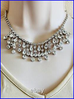 Necklace VTG Austrian Crystal Rhinestone Collar Fringe Art Deco Sparkling Rare