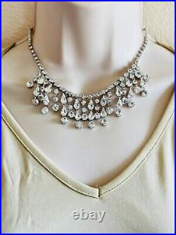 Necklace VTG Austrian Crystal Rhinestone Collar Fringe Art Deco Sparkling Rare