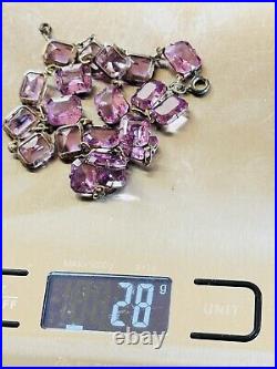 Necklace VTG Emerald Cut Purple lilac Crystal Open Bezel Rare Art Deco Choker