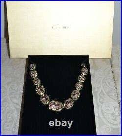 New $230 HEIDI DAUS Exquisite Elegance Crystal Art Deco Necklace Rose Pink