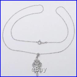 New Art Deco Style Pavé Diamond Dangle Chandelier Charm Pendant Necklace 18