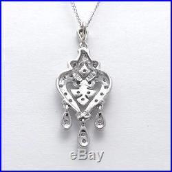 New Art Deco Style Pavé Diamond Dangle Chandelier Charm Pendant Necklace 18