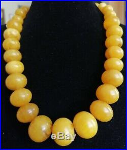 Nice Vintage Old Marbled Butterscotch Amber Bakelite Graduated Bead Necklace