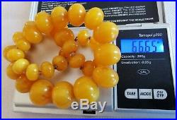 Nice Vintage Old Marbled Butterscotch Amber Bakelite Graduated Bead Necklace