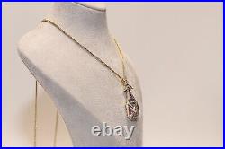 Old Art Deco Original 18k Gold Natural Diamond And Caliber Ruby Necklace