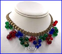 Old Vntg Antique Miriam Haskell Necklace Grape Cluster Bookchain Art Deco Choker