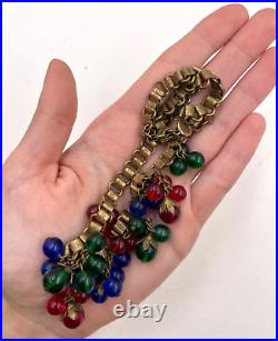 Old Vntg Antique Miriam Haskell Necklace Grape Cluster Bookchain Art Deco Choker