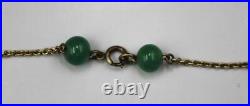 Original C1930s Art Deco Flapper Green Czech Glass Sautoir Y Drop Necklace