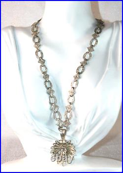 Ornate Filigree Link Art Deco Rhodium on Sterling statement necklace 18 in