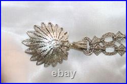 Ornate Filigree Link Art Deco Rhodium on Sterling statement necklace 18 in