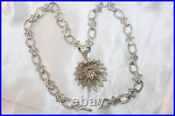 Ornate Filigree Link Art Deco Rhodium on Sterling statement necklace 18 in