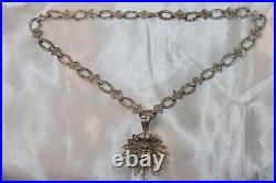 Ornate Filigree Link Art Deco Rhodium on Sterling statement necklace 18 in