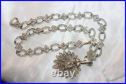 Ornate Filigree Link Art Deco Rhodium on Sterling statement necklace 18 in