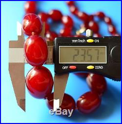 PHENOLIC Antique Art Deco CHERRY Red Amber Bakelite Bead Necklaces 95 grams 3,11