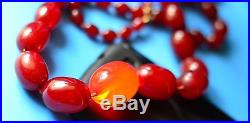 PHENOLIC Antique Art Deco CHERRY Red Amber Bakelite Bead Necklaces 95 grams 3,11