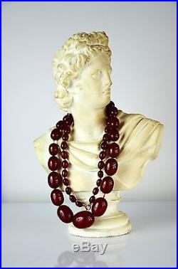 PHENOLIC Antique Art Deco CHERRY Red Amber Bakelite Necklaces 95 g Simichrome