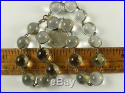 POOLS of LIGHT BEAD NECKLACE Art Deco Rock Crystal Flower Band Antique 16 Orb