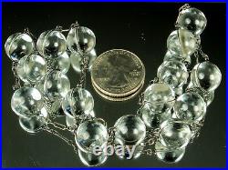 POOLS of LIGHT Necklace 1920s STERLING UNdrilled QUARTZ Rock Crystal 23.5 FAB