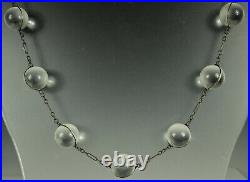 POOLS of LIGHT Necklace 1920s STERLING UNdrilled QUARTZ Rock Crystal 23.5 FAB