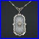 PSCo Art Deco Camphor Glass Sunray Sterling Silver Necklace 17 NS1650