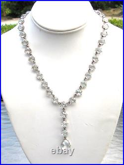 Phenomenal Art Deco Vintage Y Necklace Brilliant Crystal Chatons Open Back