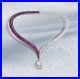 Pink Sapphire Art deco Necklace For Women 925 SS Pear Drop Auction High Jewelry